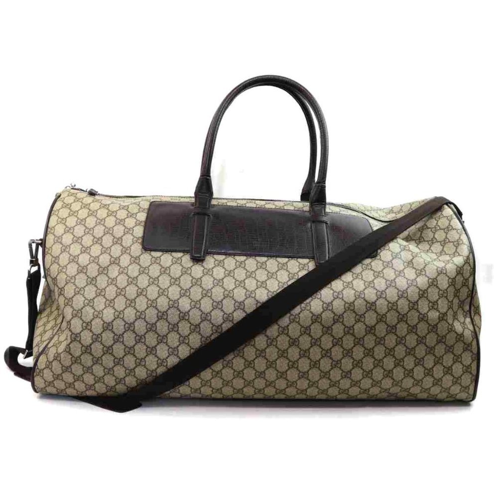 Auth Gucci Gg Travel Bag Beige Coated #7044G56
